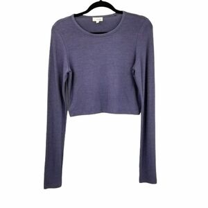 Wilfred Free Aritzia Size Large Purple Georgia Long Sleeve Crop Top Soft Stretch